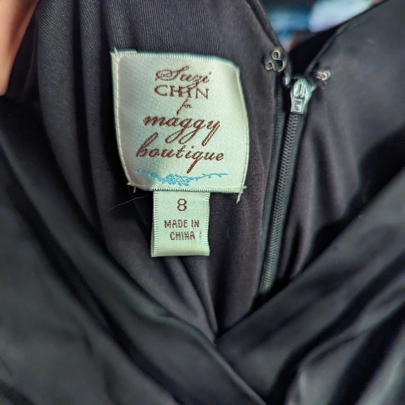 Black Satin 'Susi Chin for Maggy' Cocktail Dress - Size 8 - Picture 3 of 4